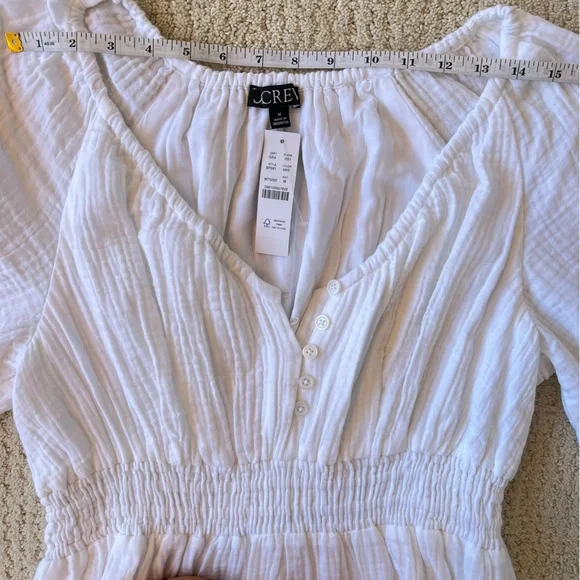 NWT J.CREW White Soft Cotton Gauze V-Neck Long Sleeve Midi Dress M - Picture 12 of 15